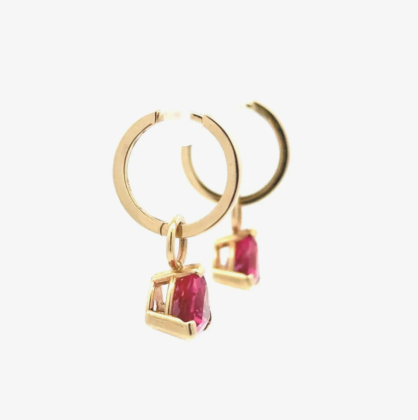 Matching Hot Pink Tourmaline Dangles - Featured on 14K Yellow gold Huggies (Priced Separately) by Sharon Teaman — view 3