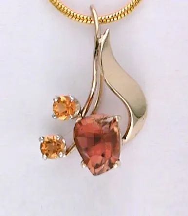 Millie Peach Tourmaline & Citrine Pendant by Sharon Teaman