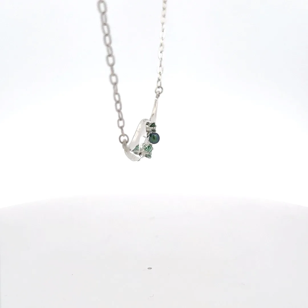 Mint Green tourmaline and Pearl Freeform Necklace by Sharon Teaman — view 5