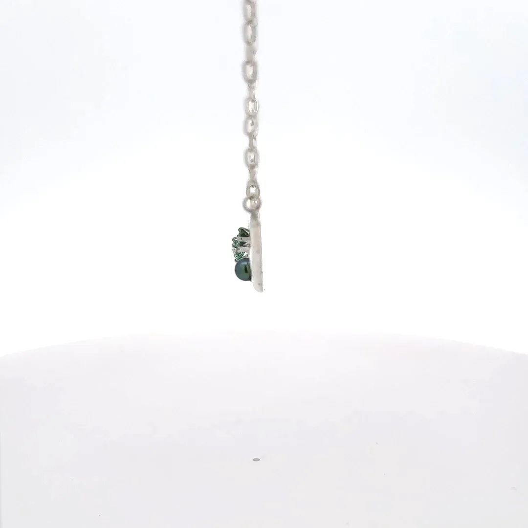 Mint Green tourmaline and Pearl Freeform Necklace by Sharon Teaman — view 6