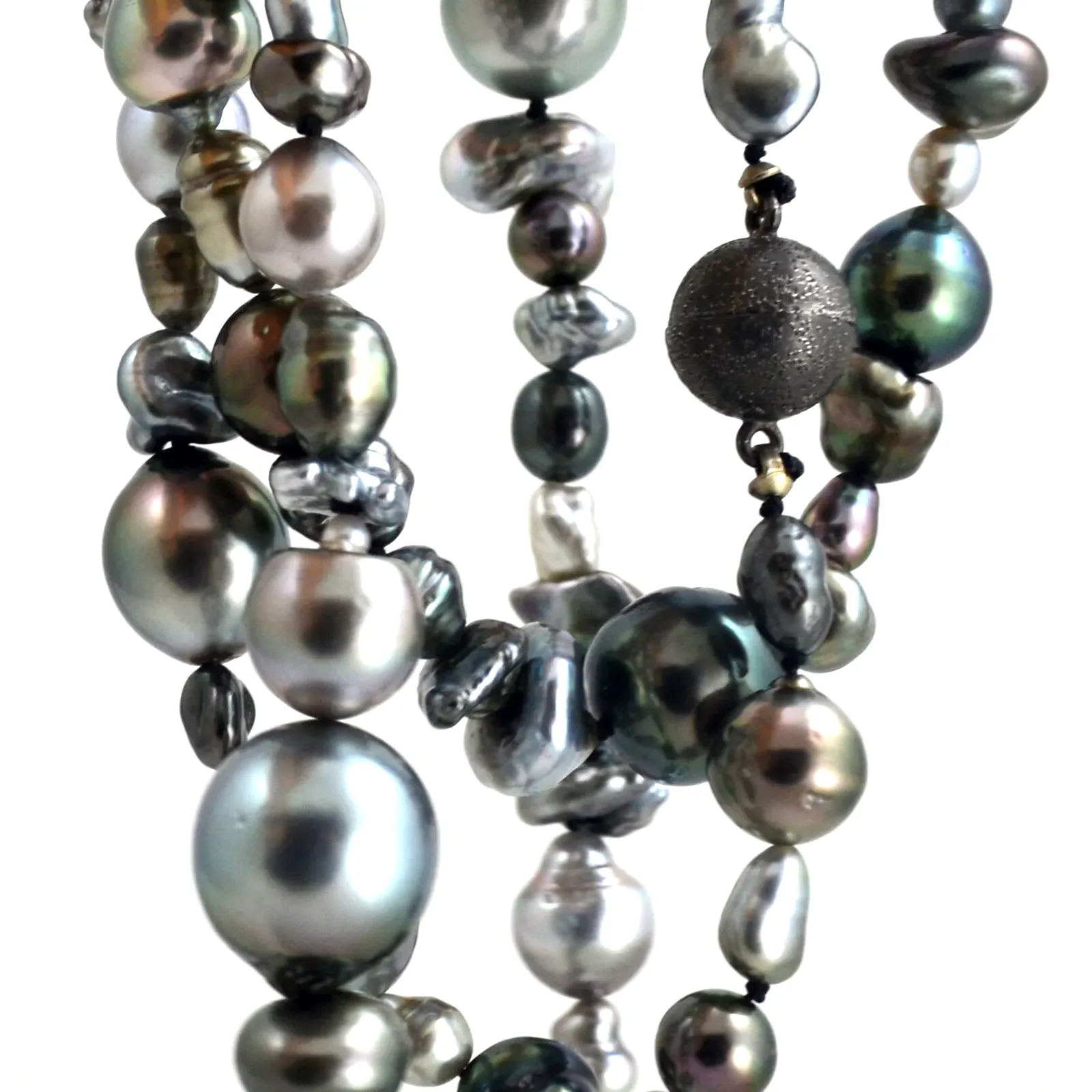 Mixed Tahitian Round, Baroque and Keshi Tahitian Pearls LONG Strand 35 Inches by Sharon Teaman — view 1