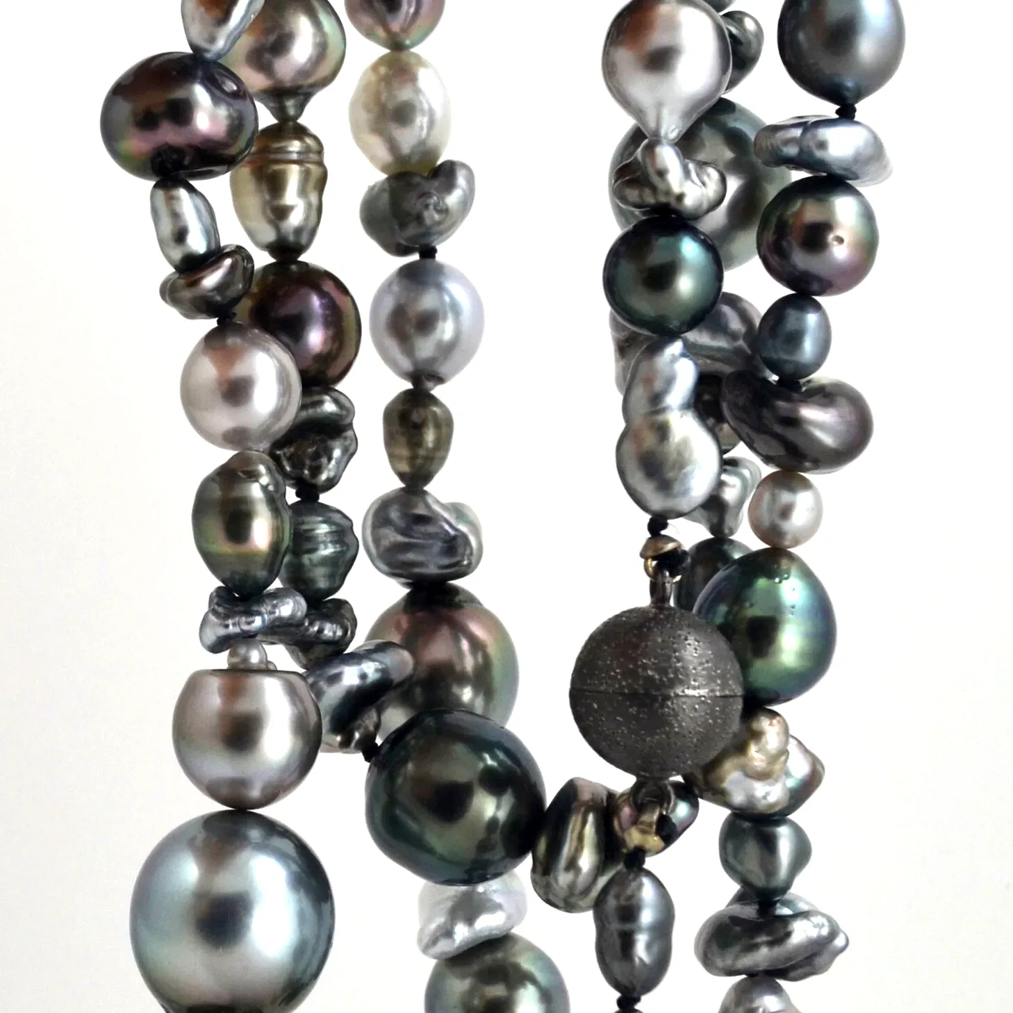 Mixed Tahitian Round, Baroque and Keshi Tahitian Pearls LONG Strand 35 Inches by Sharon Teaman — view 2
