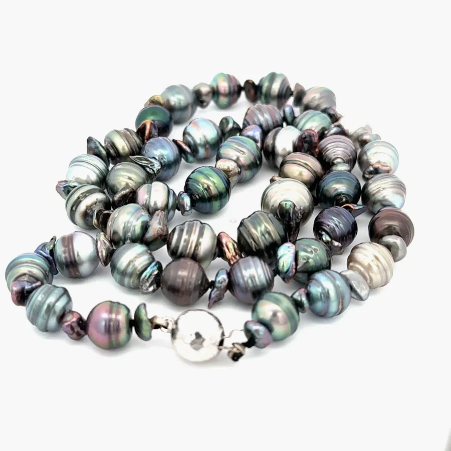 Multi Circles Tahitian Round, Baroque Pearls with Pearls 20 inch strand by Sharon Teaman