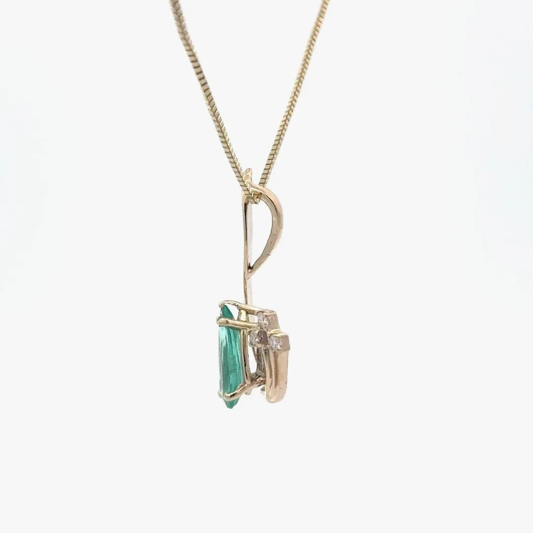 Natural Emerald Pear Necklace with Moissanites by Sharon Teaman — view 3