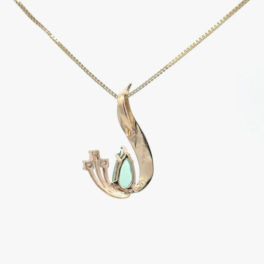 Natural Emerald Pear Necklace with Moissanites by Sharon Teaman — view 5