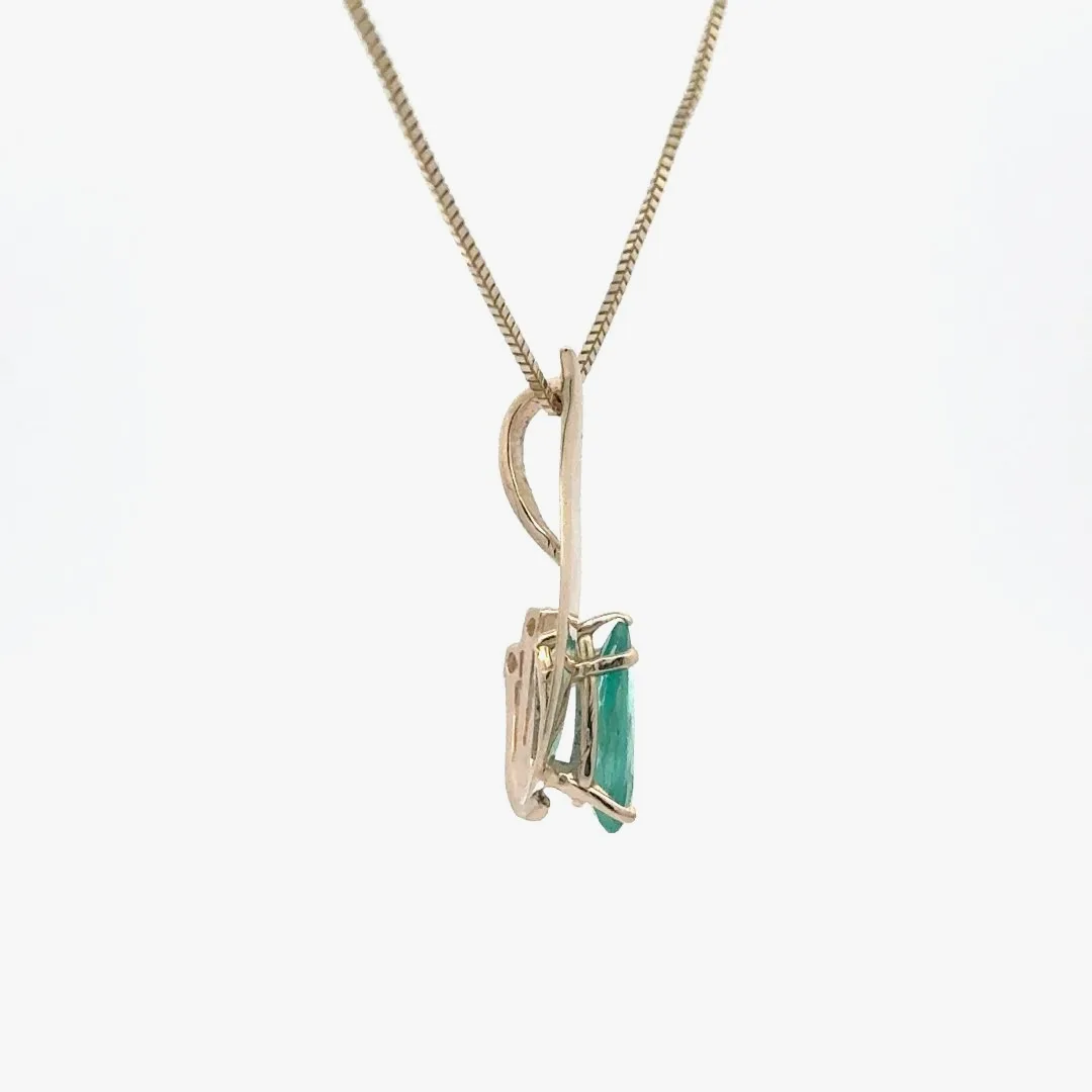 Natural Emerald Pear Necklace with Moissanites by Sharon Teaman — view 6