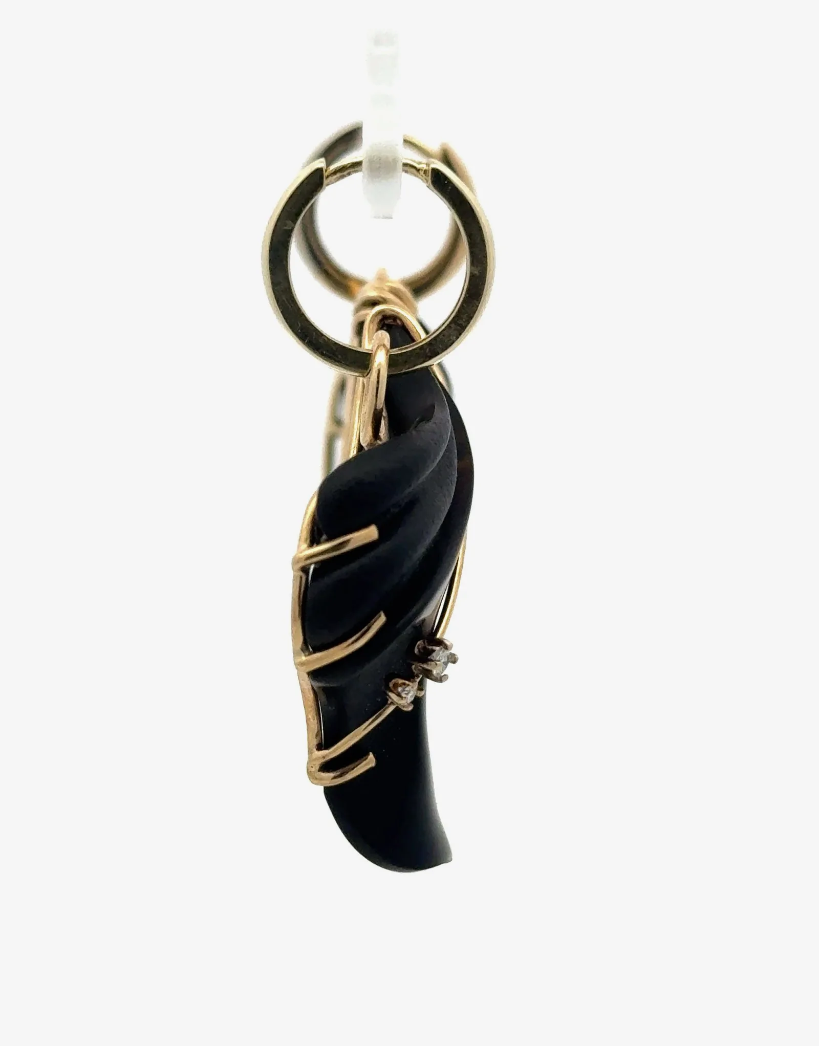 Onyx Matching (Mirror Imaged) Hand Carved Onyx - Shown on 14K Yellow Gold Huggies (Priced Separately) by Sharon Teaman — view 2