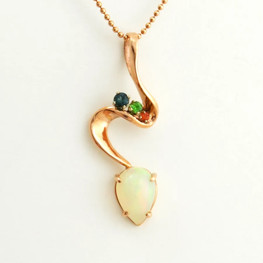 Opal 525 Ethiopian Opal Pendant in ROSE Gold accented with colored gems by Sharon Teaman