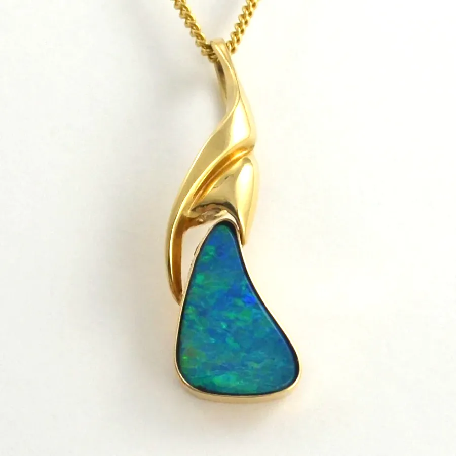 Opal Bdr 315 Boulder Opal Doublet Ocean Pendant by Sharon Teaman