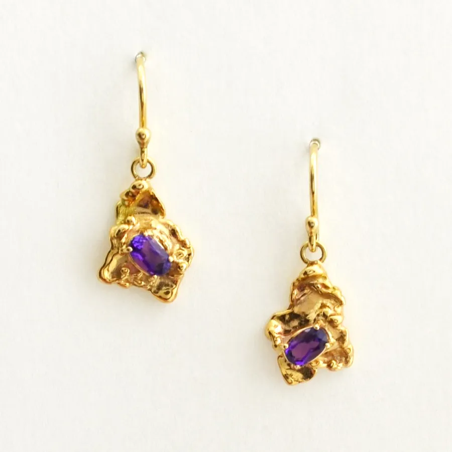 Organic Amethyst Earrings by Sharon Teaman