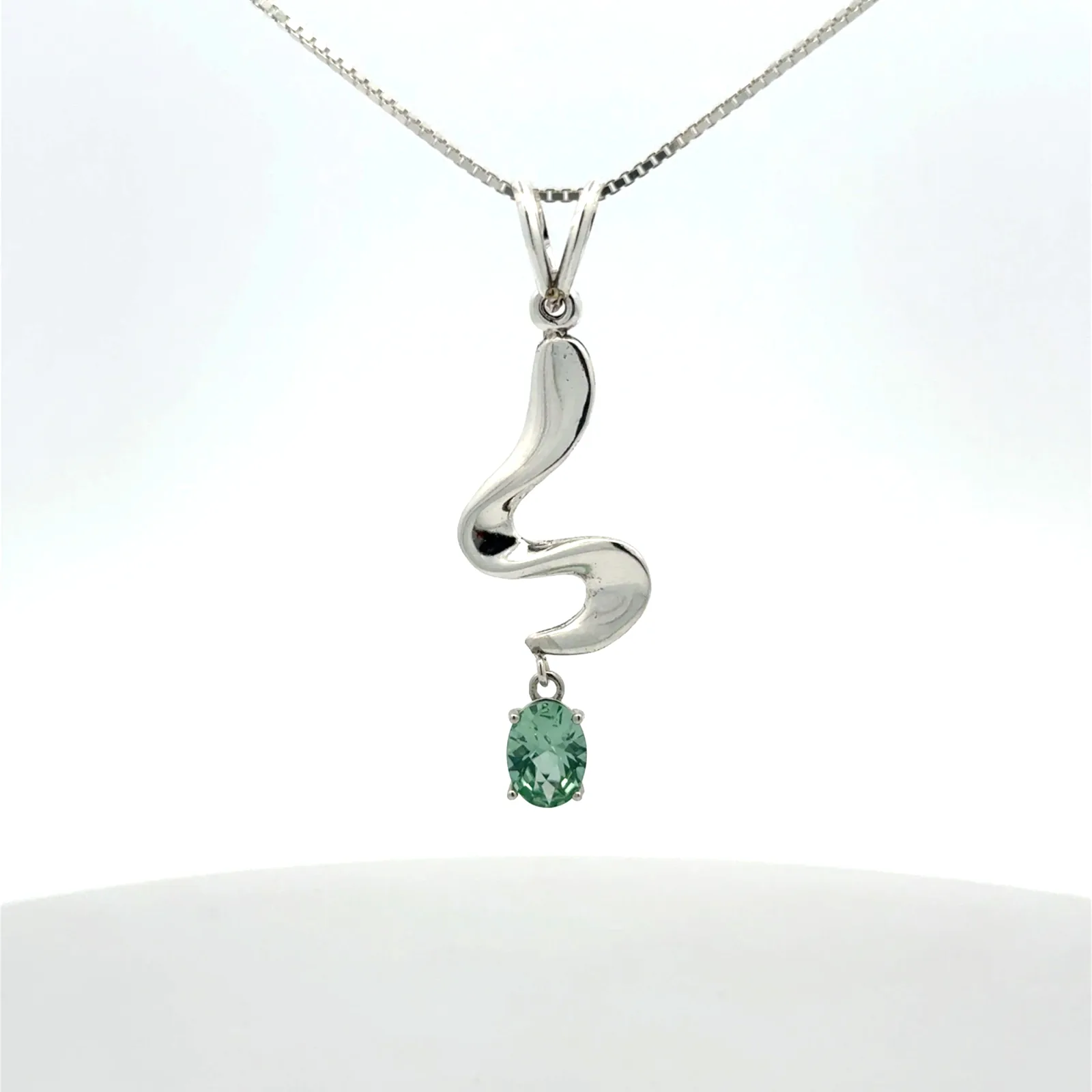 Paraiba Spinel Checkboard Squiggle Pendant by Sharon Teaman — view 1