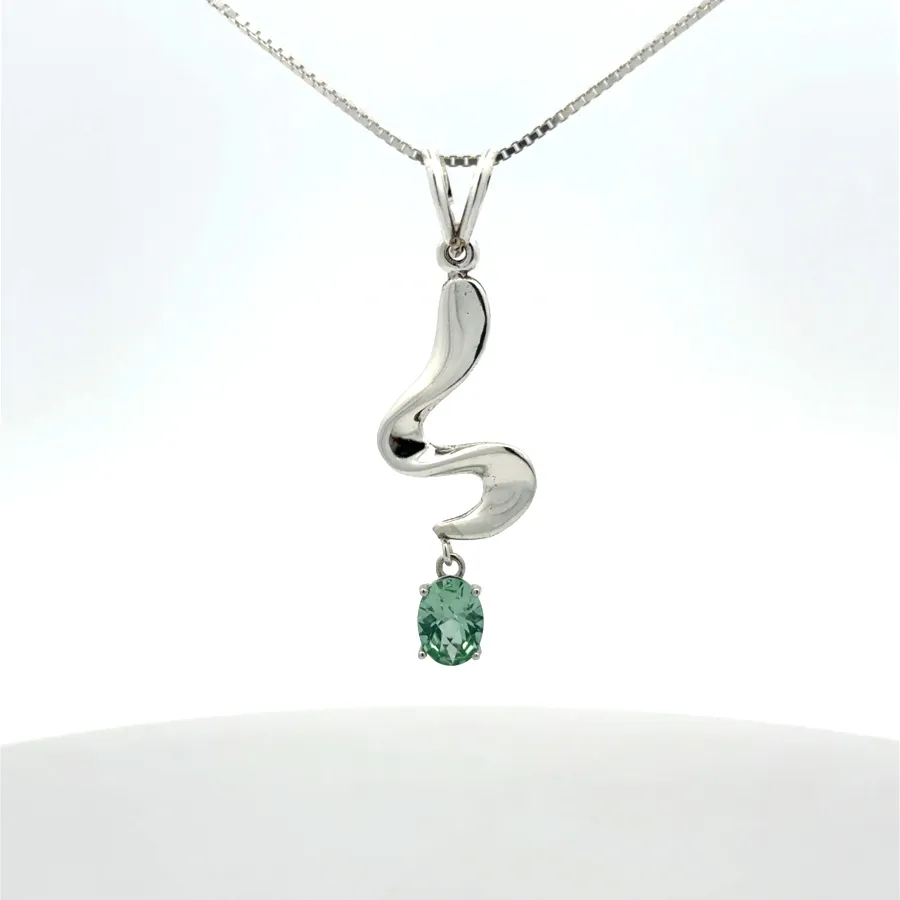 Paraiba Spinel Checkboard Squiggle Pendant by Sharon Teaman