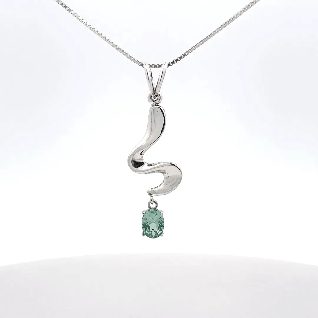 Paraiba Spinel Checkboard Squiggle Pendant by Sharon Teaman — view 2