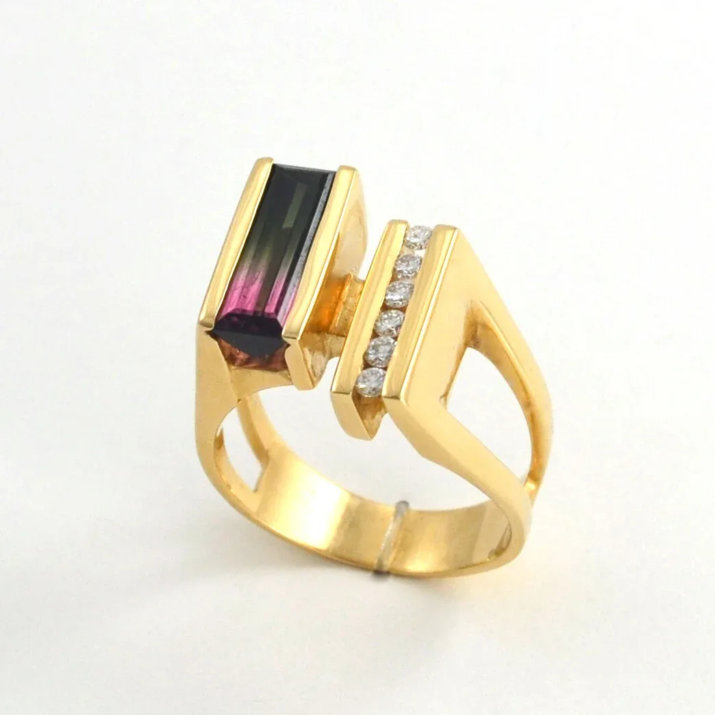 Parallel Bar Set Watermelon Ring by Sharon Teaman — view 2