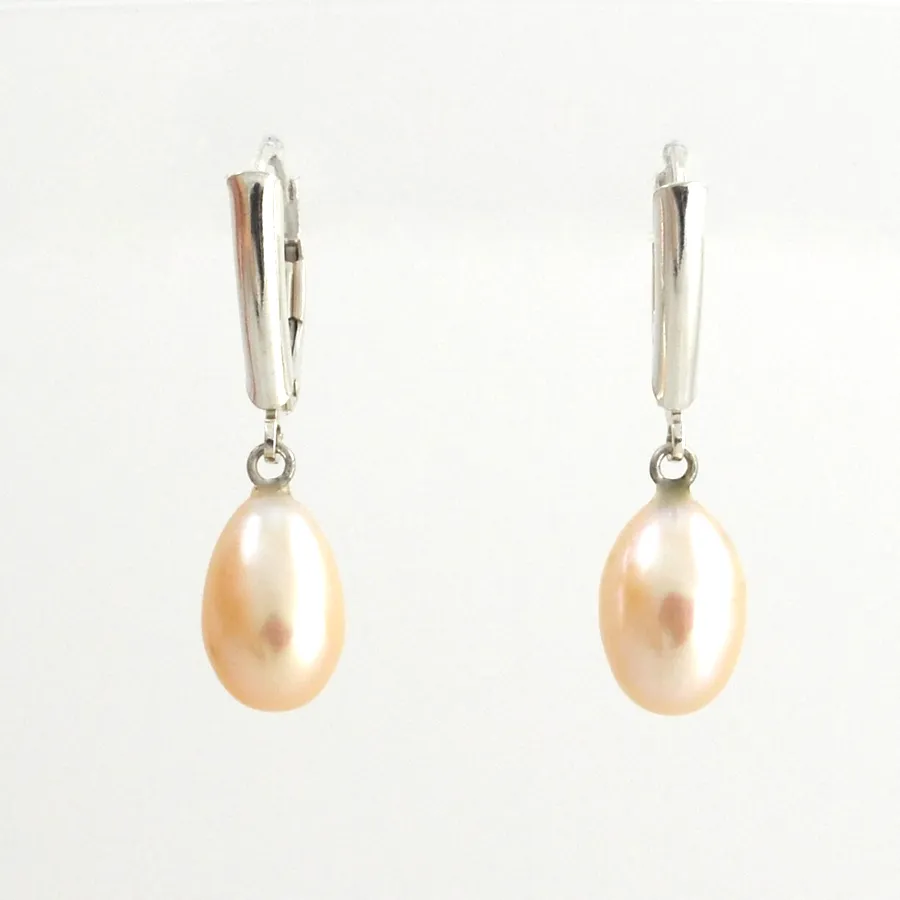 Pch Freshwater Peach Pearl Earrings by Sharon Teaman
