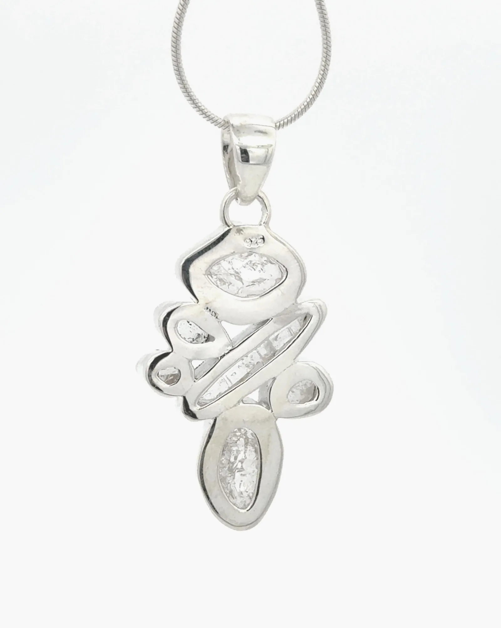 Pendant with 6 "Herkimer Diamonds" (Quartz Crystals) in Sterling Silver (Copy) by Sharon Teaman — view 2
