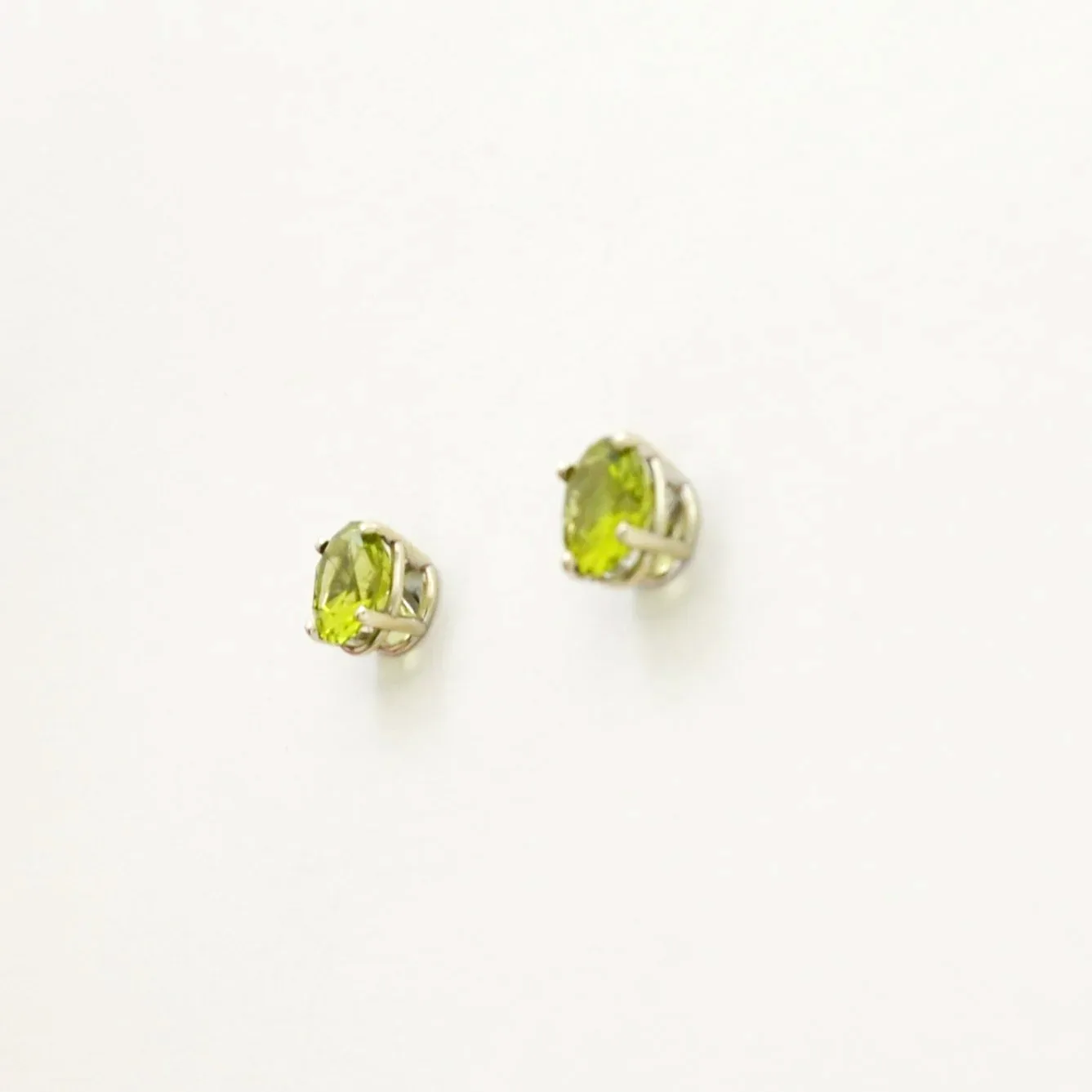Peri Oval Peridot Studs Hand Cut - Vibrant Stones by Sharon Teaman — view 2