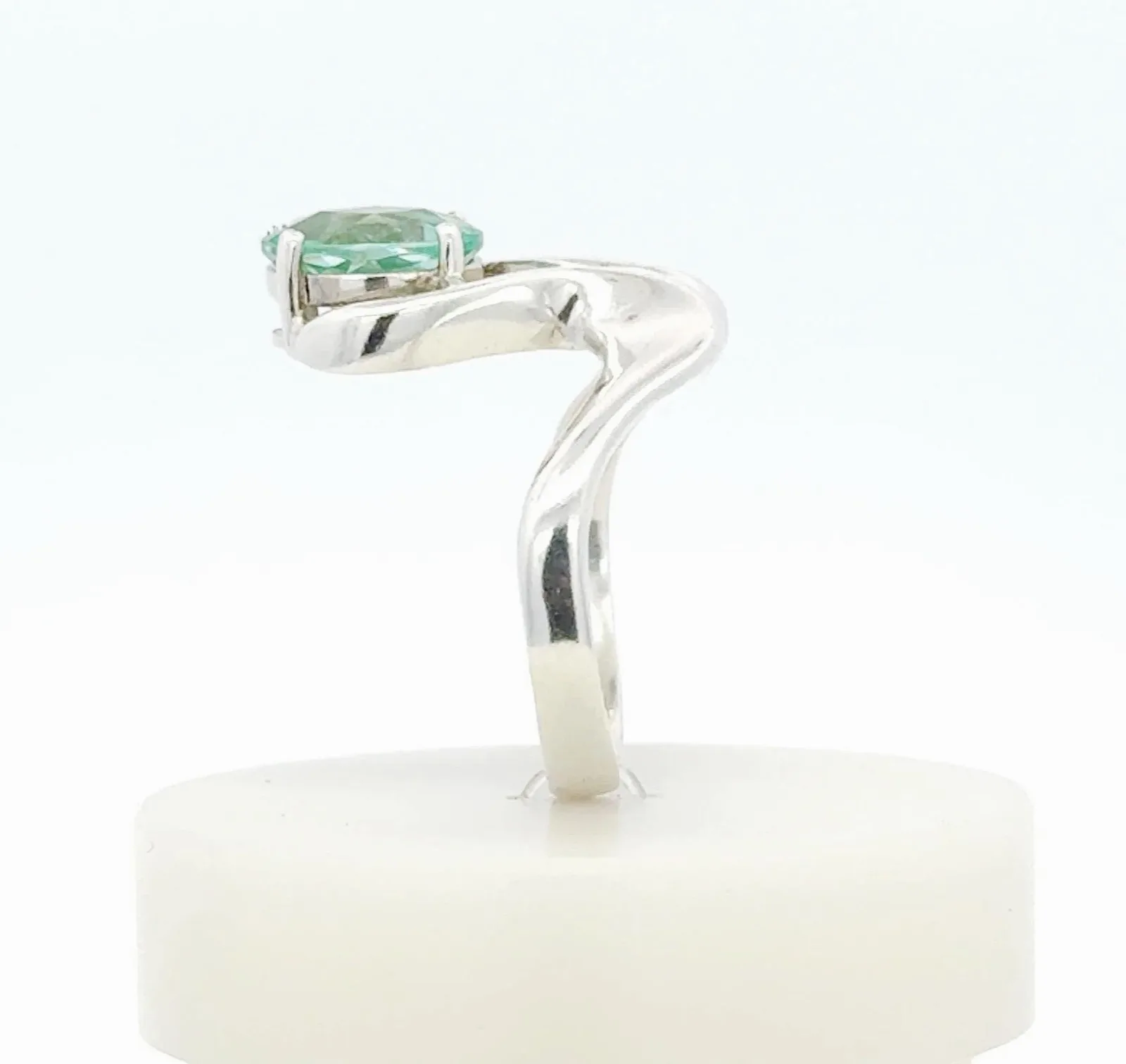 PI 186 SS Oval Para Iba Spinel Ring (Lab created Caribbean Blue/Green) by Sharon Teaman — view 3