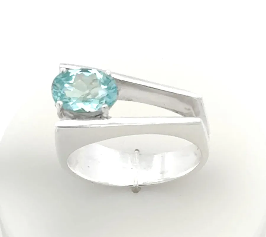 PI 195 SS Oval Para Iba Spinel Ring (Lab created Caribbean Blue/Green) by Sharon Teaman