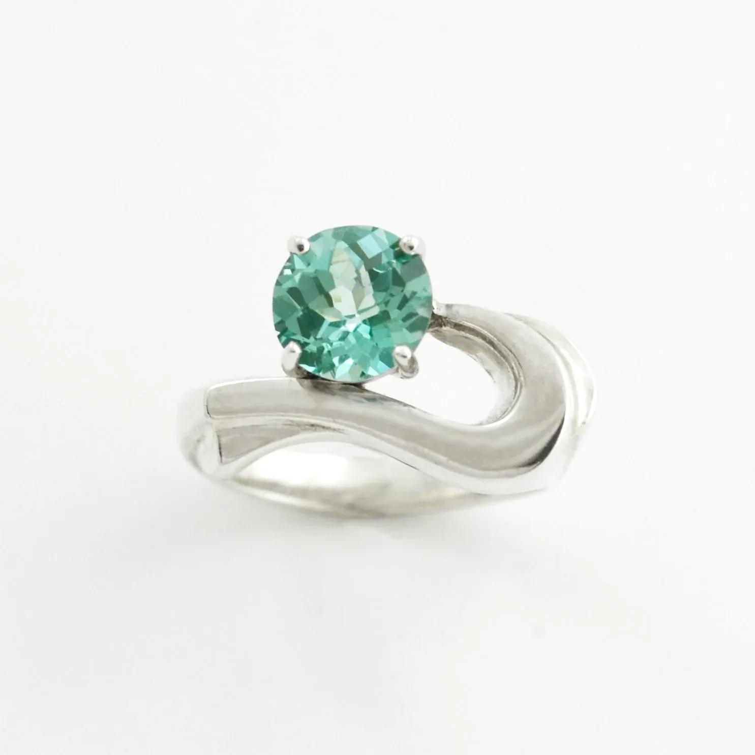 PI 217 SS Para Iba Spinel Ring (Lab created Caribbean Blue/Green) by Sharon Teaman — view 1