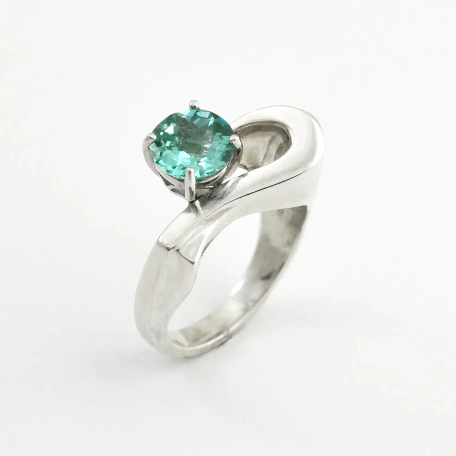 PI 217 SS Para Iba Spinel Ring (Lab created Caribbean Blue/Green) by Sharon Teaman — view 2