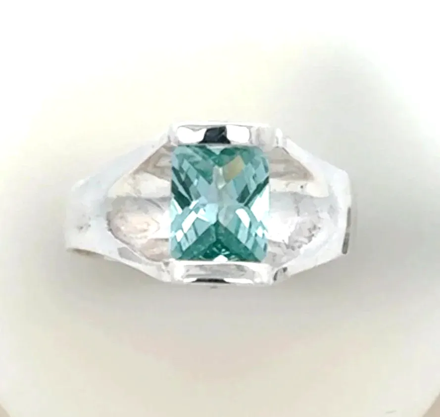 PI 220 SS Para Iba Spinel Ring (Lab created Caribbean Blue/Green) by Sharon Teaman