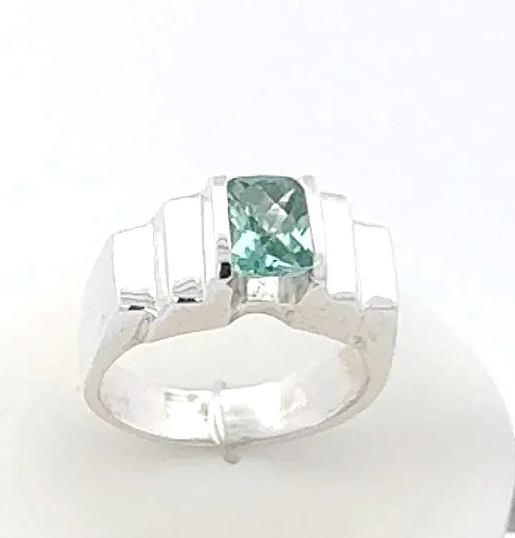 PI 245 SS Para Iba Spinel Ring (Lab created Caribbean Blue/Green) by Sharon Teaman — view 1