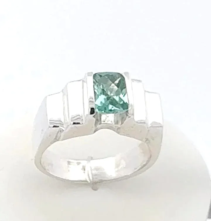 PI 245 SS Para Iba Spinel Ring (Lab created Caribbean Blue/Green) by Sharon Teaman