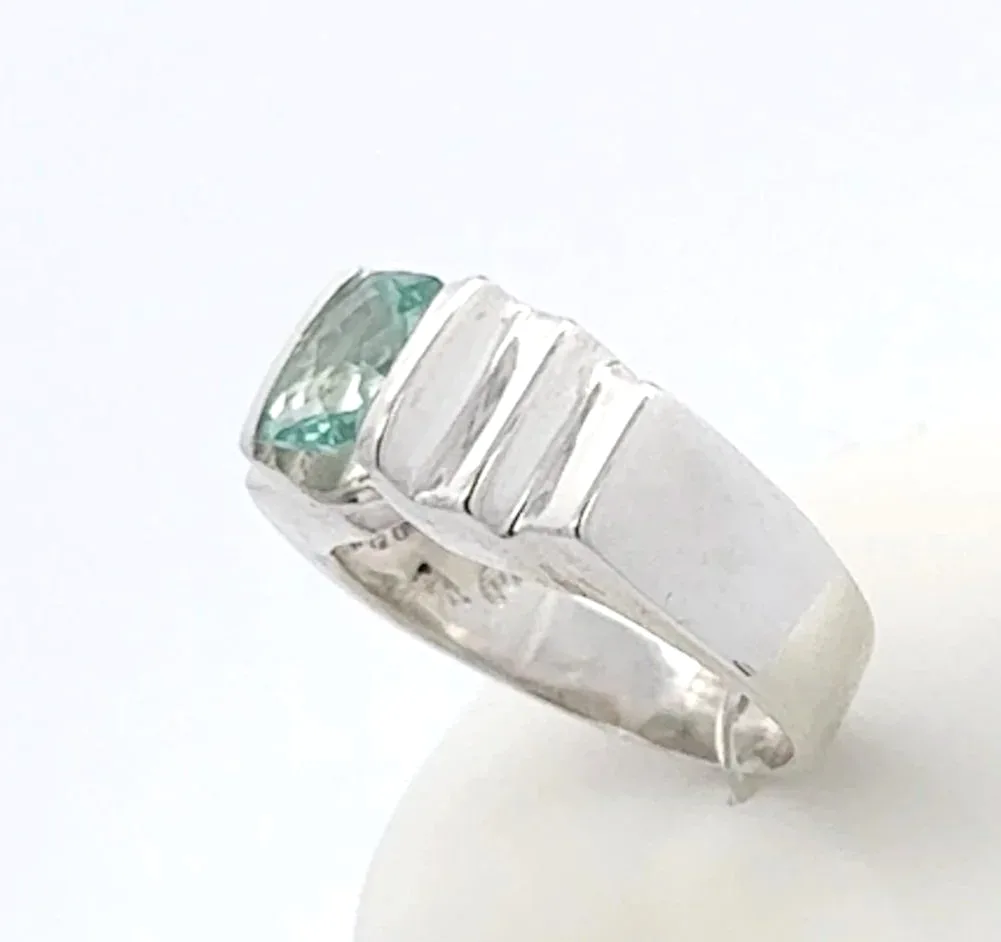 PI 245 SS Para Iba Spinel Ring (Lab created Caribbean Blue/Green) by Sharon Teaman — view 2