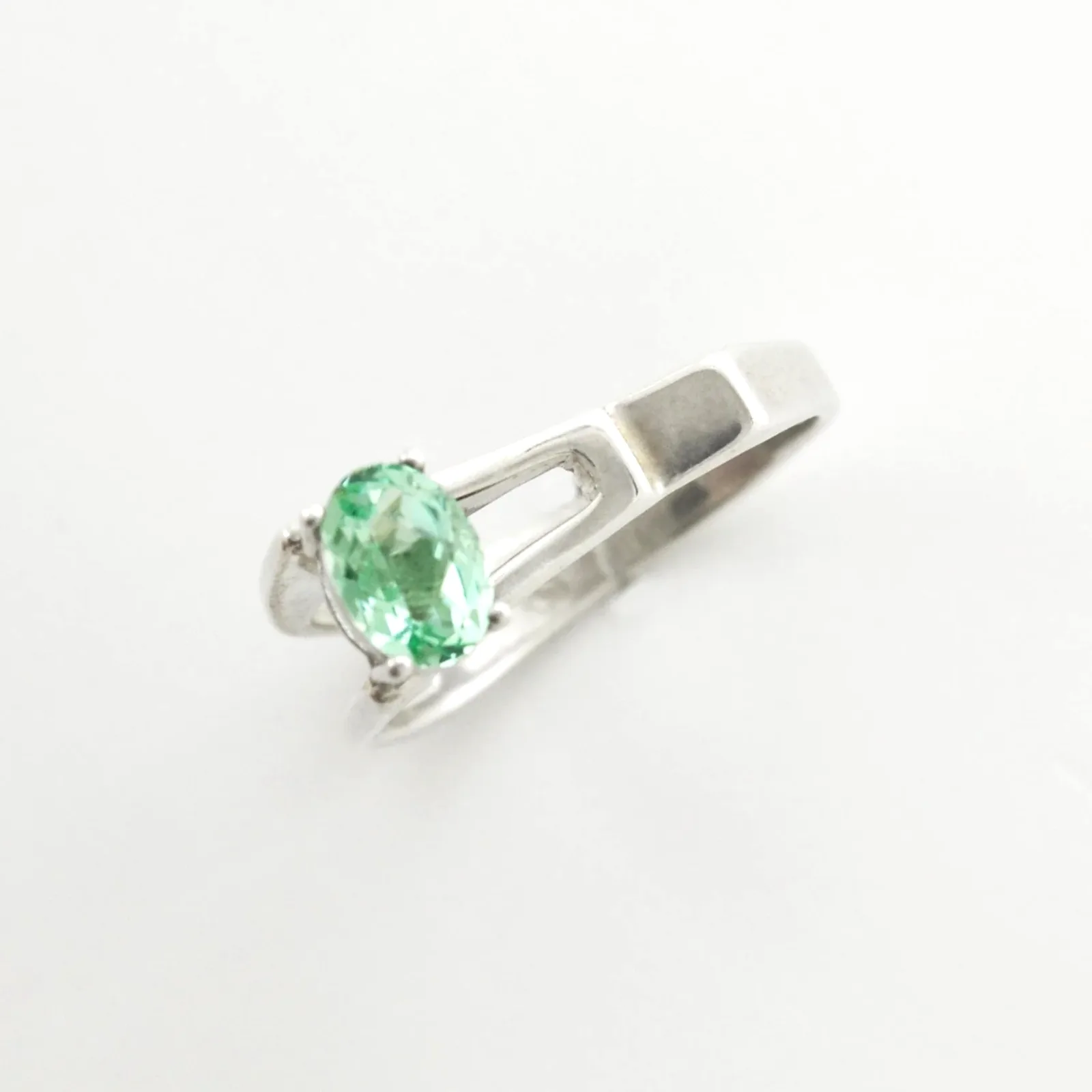 PI 269 SS Para Iba Spinel Oval Ring (Lab created Caribbean Blue/Green) by Sharon Teaman — view 1