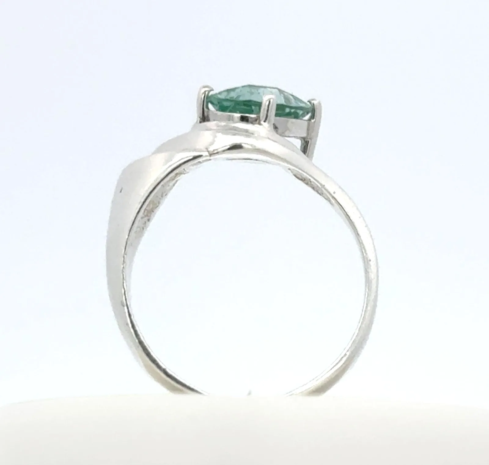 PI 509 SS Oval Para Iba Spinel Ring (Lab created Caribbean Blue/Green) by Sharon Teaman — view 2