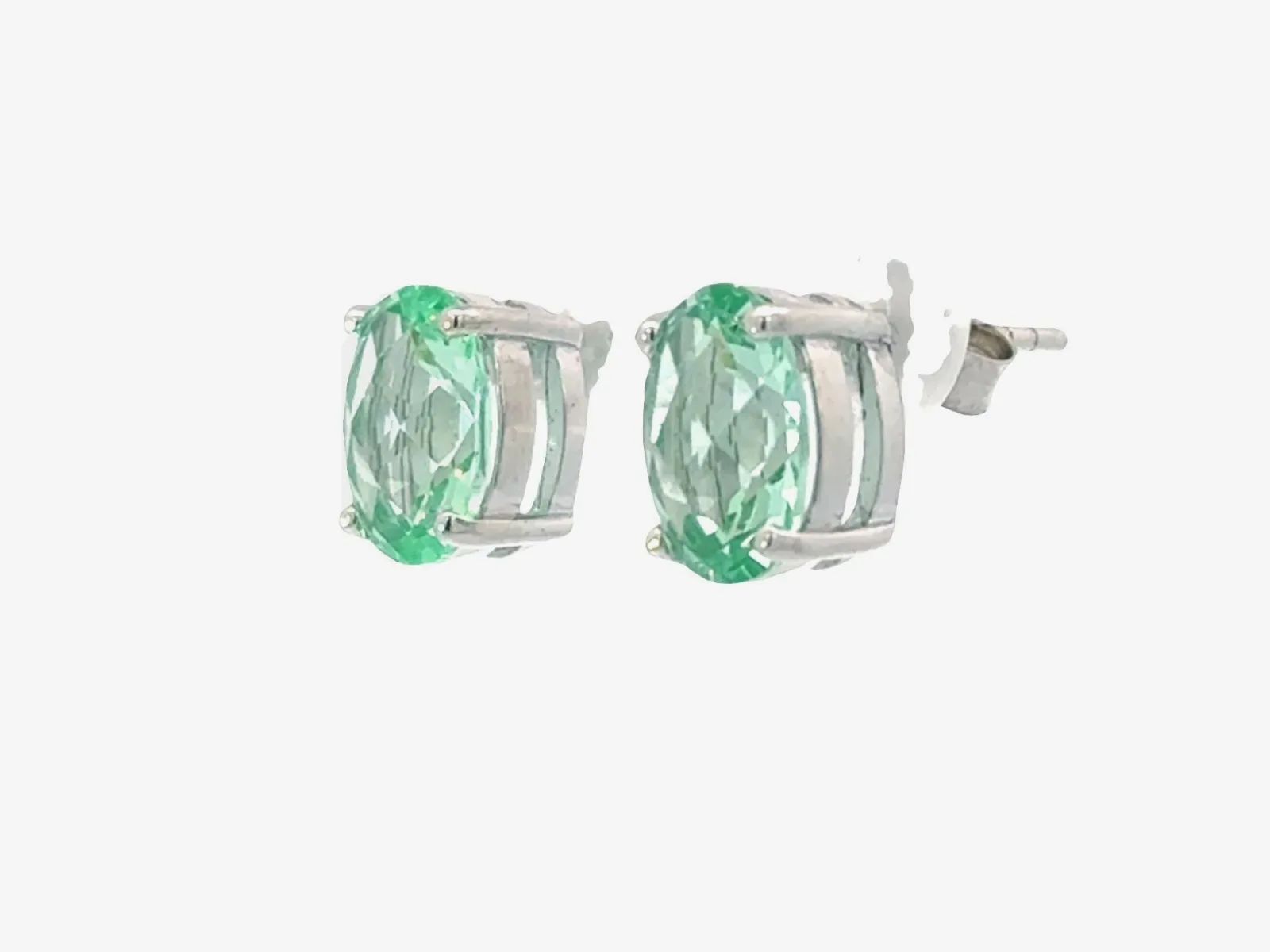 PI Oval Para Iba Spinel Studs 10x8mm (Lab created Caribbean Blue/Green) by Sharon Teaman — view 2