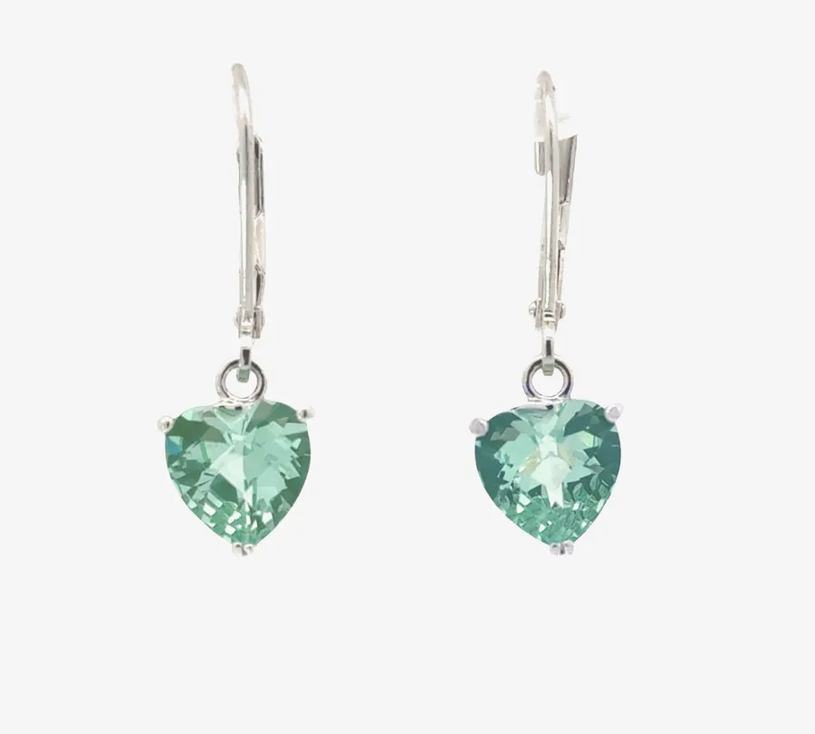 PI Para Iba Spinel Dangle Heart Cut 8x8mm (Lab created Caribbean Blue/Green) by Sharon Teaman