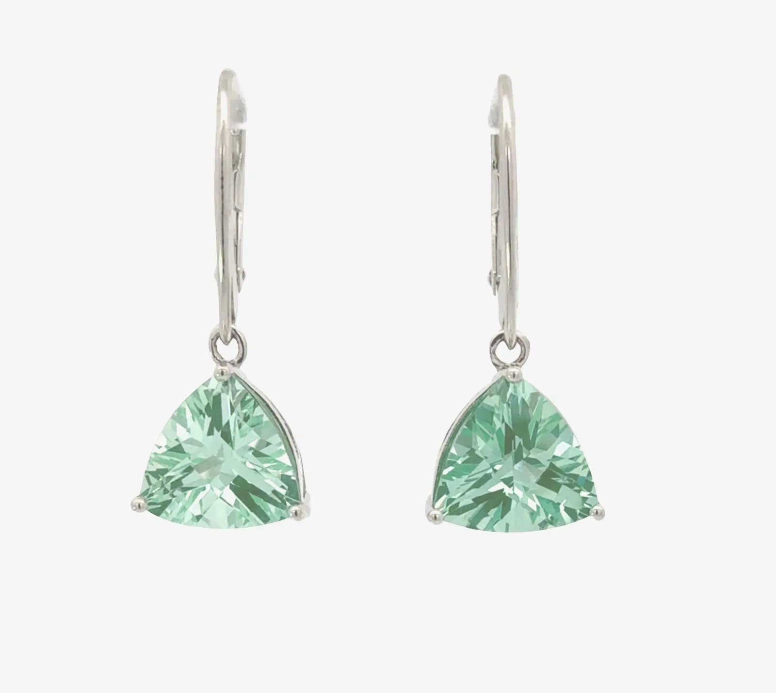PI Para Iba Spinel Dangle Trillion Cut 10x10mm (Lab created Caribbean Blue/Green) by Sharon Teaman — view 1