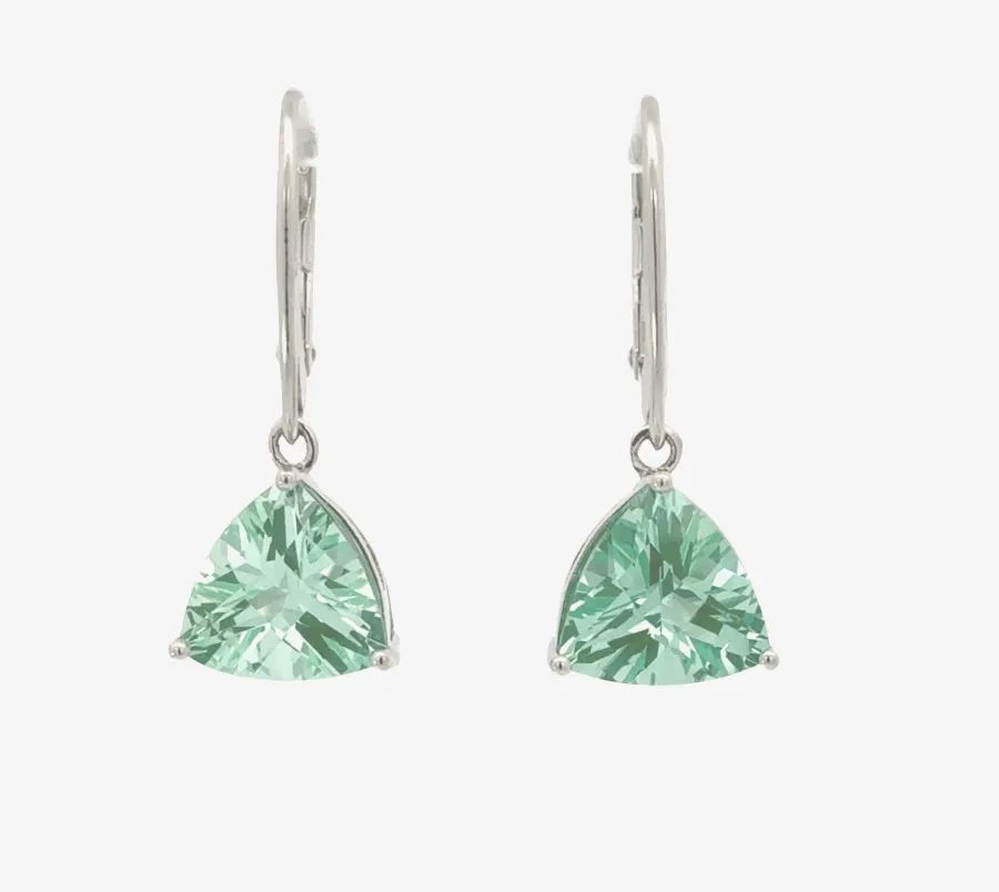 PI Para Iba Spinel Dangle Trillion Cut 10x10mm (Lab created Caribbean Blue/Green) by Sharon Teaman