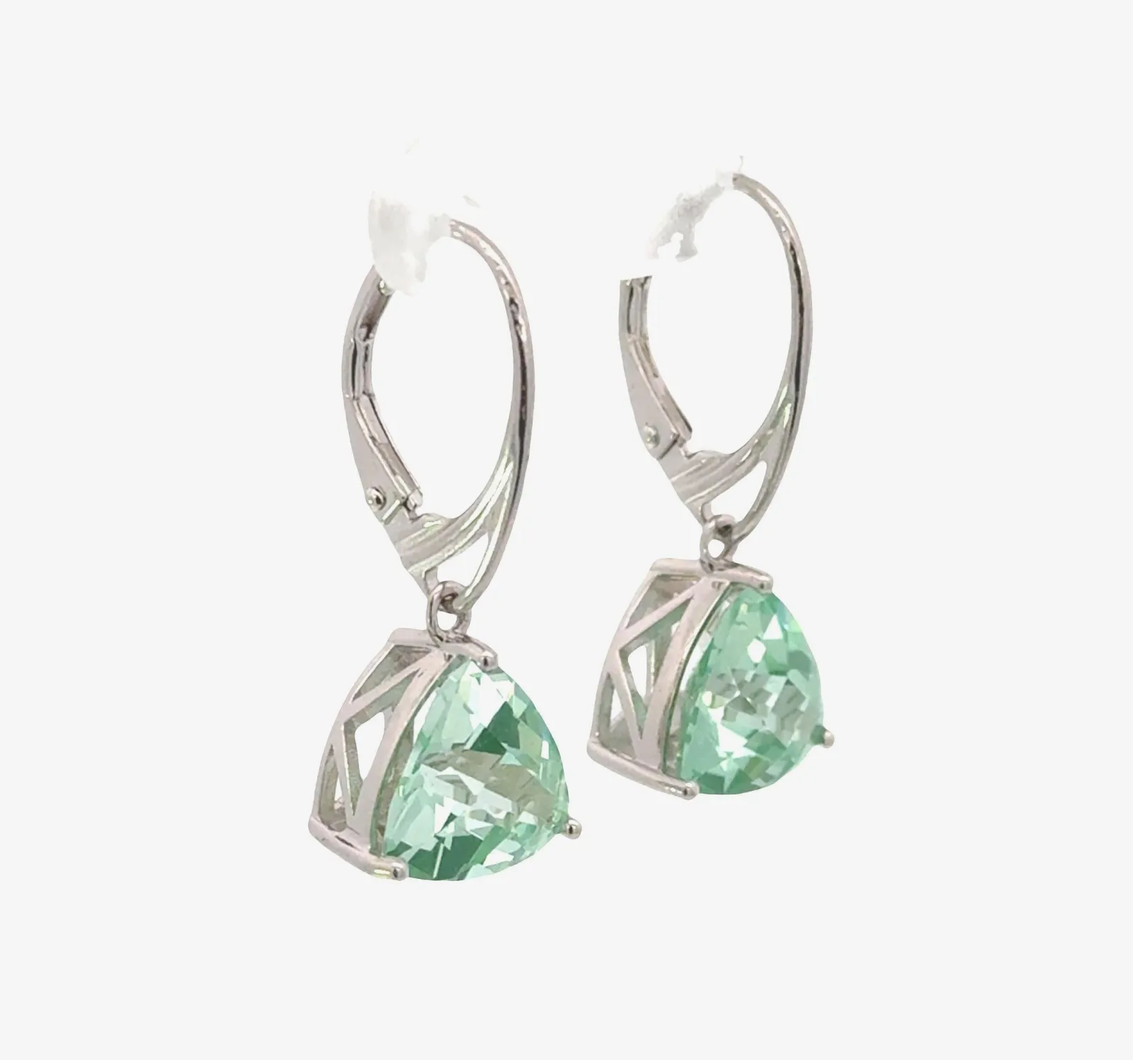 PI Para Iba Spinel Dangle Trillion Cut 10x10mm (Lab created Caribbean Blue/Green) by Sharon Teaman — view 2