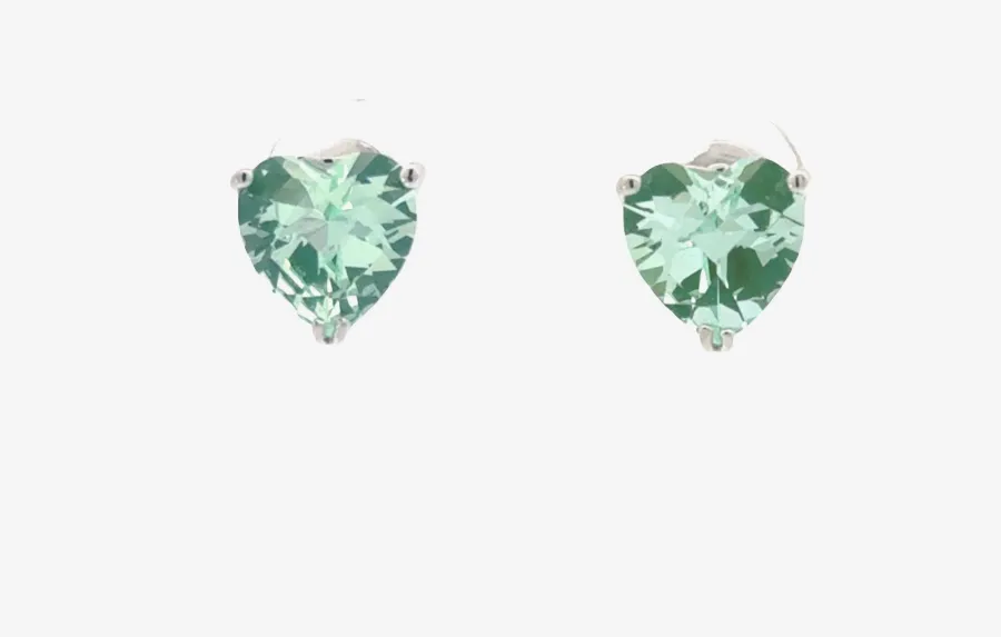 PI Para Iba Spinel Stud Heart Cut 8x8mm (Lab created Caribbean Blue/Green) by Sharon Teaman
