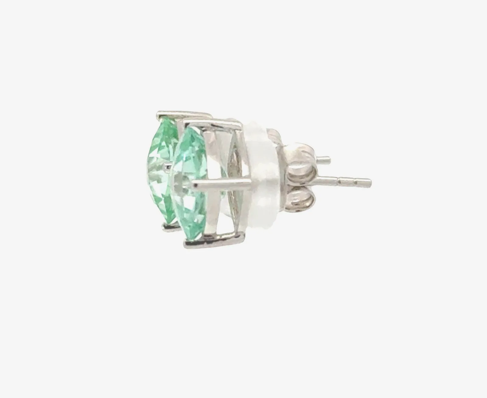 PI Para Iba Spinel Studs Cushion Cut 8x8mm (Lab created Caribbean Blue/Green) by Sharon Teaman — view 3