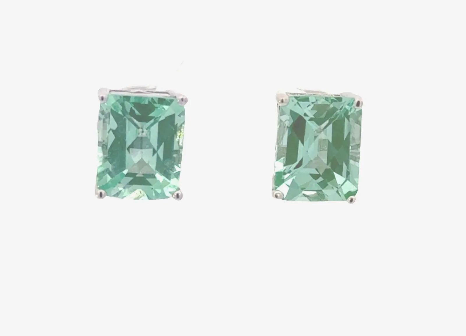 PI Para Iba Spinel Studs Rectangular Cut 10 x 8mm (Lab created Caribbean Blue/Green) by Sharon Teaman — view 1