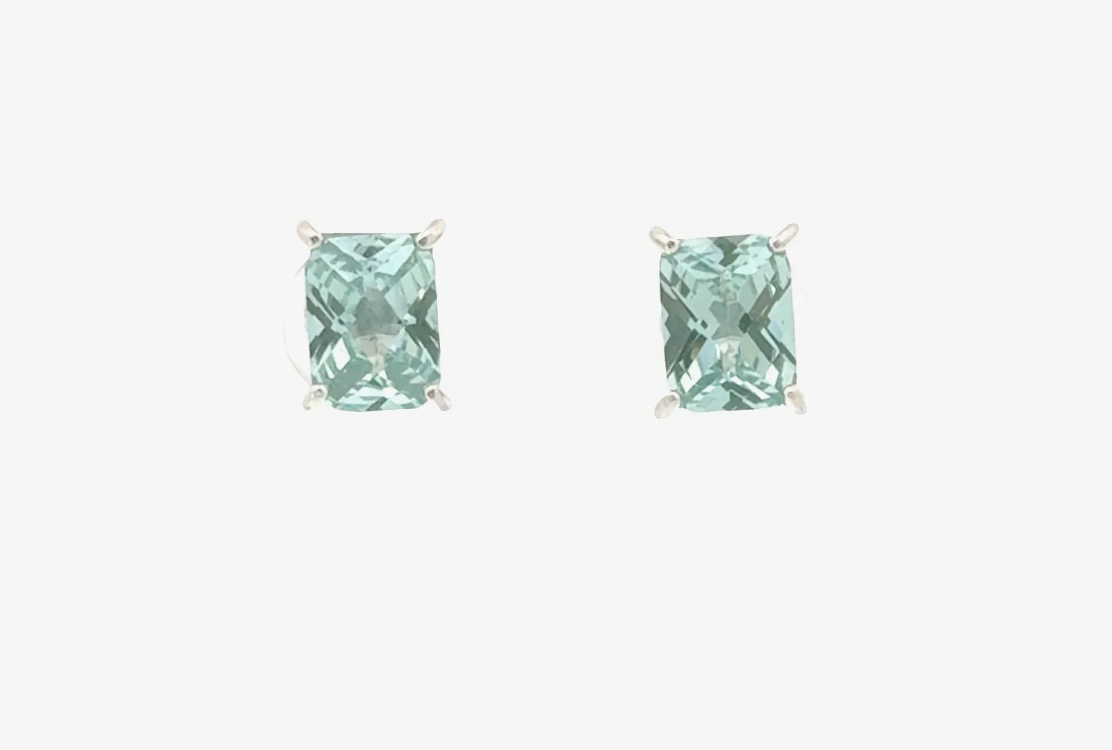 PI Para Iba Spinel Studs Rectangular Cut 8x6mm (Lab created Caribbean Blue/Green) by Sharon Teaman — view 2
