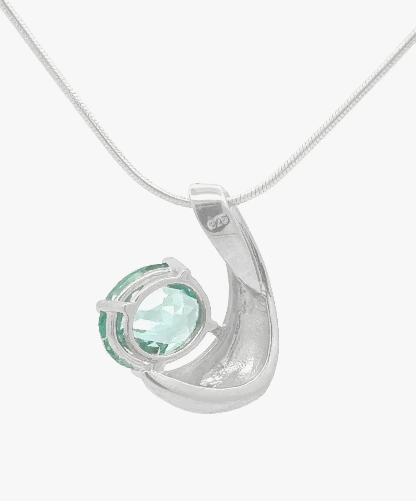 PI SS Para Iba Spinel (Lab Created) Oval Faceted Checkerboard Cut Crescent Pendant Sterling Silver by Sharon Teaman — view 2