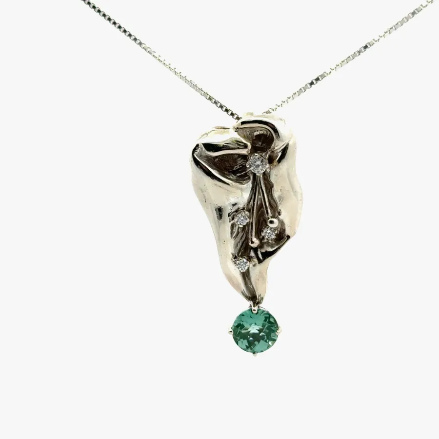PI SS Para Iba Spinel (Lab created) Pendant in Sterling with Moissanite accents by Sharon Teaman