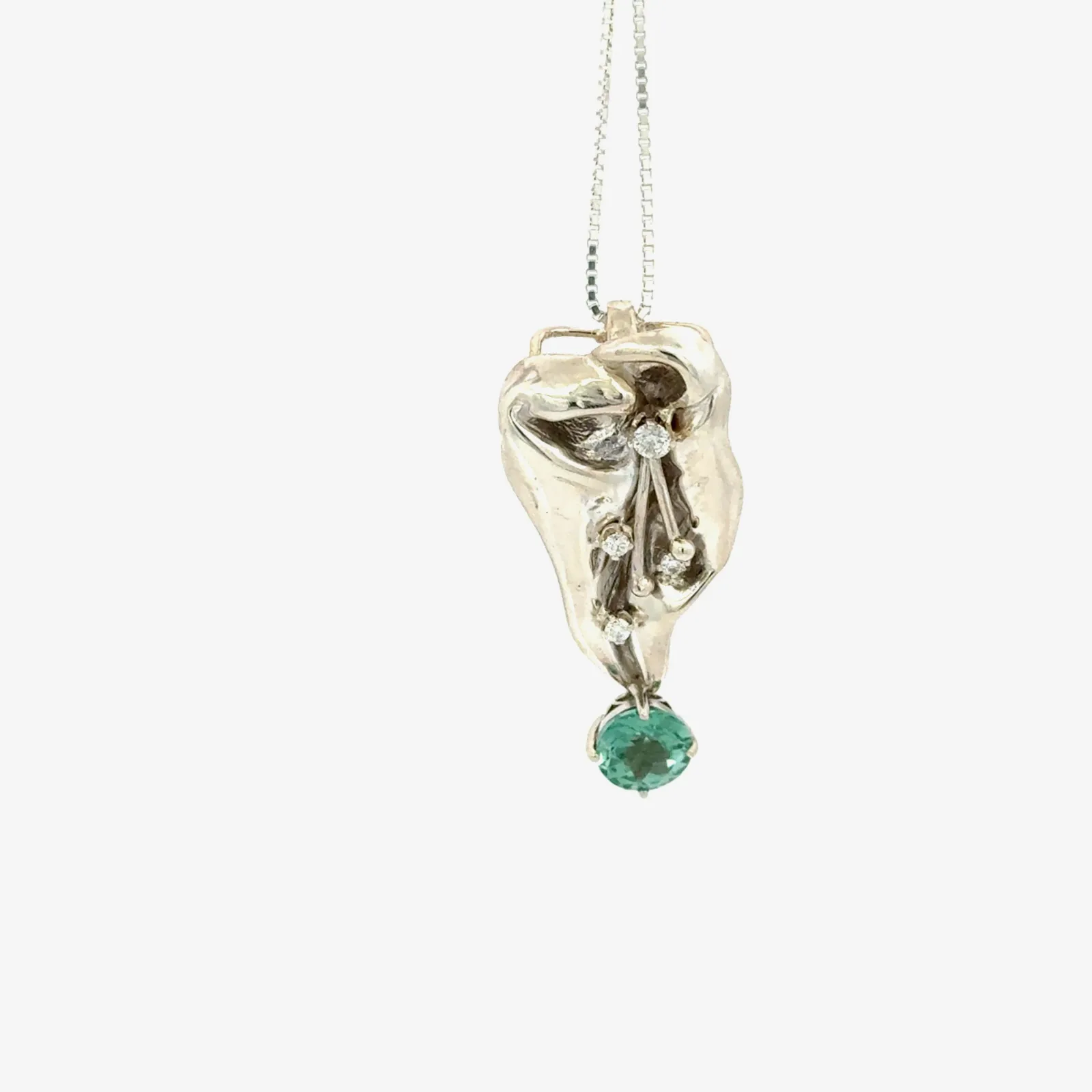 PI SS Para Iba Spinel (Lab created) Pendant in Sterling with Moissanite accents by Sharon Teaman — view 2