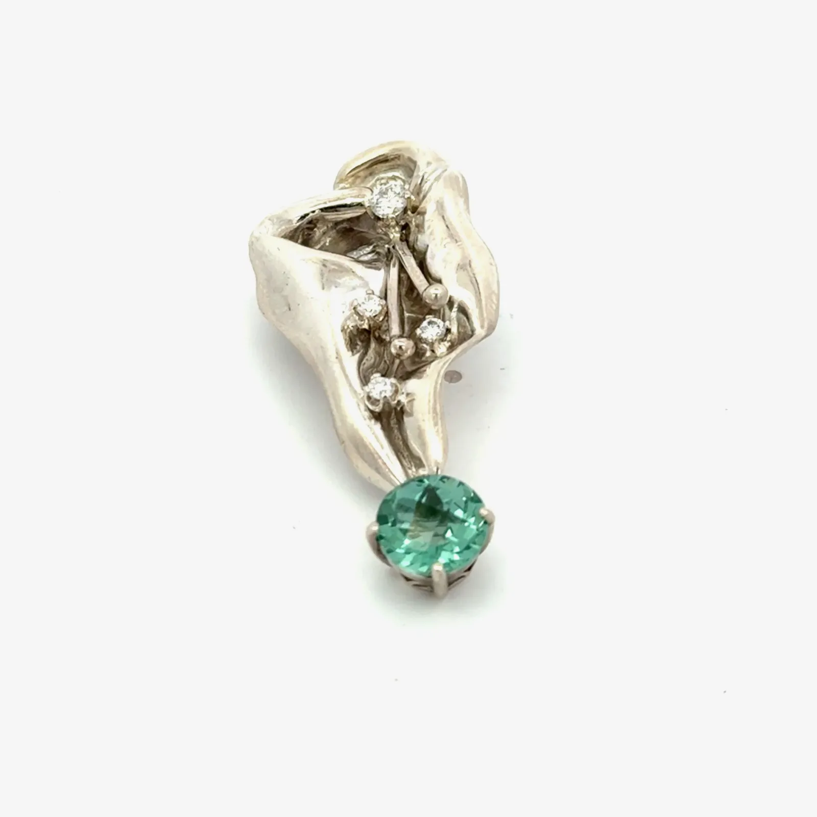 PI SS Para Iba Spinel (Lab created) Pendant in Sterling with Moissanite accents by Sharon Teaman — view 4