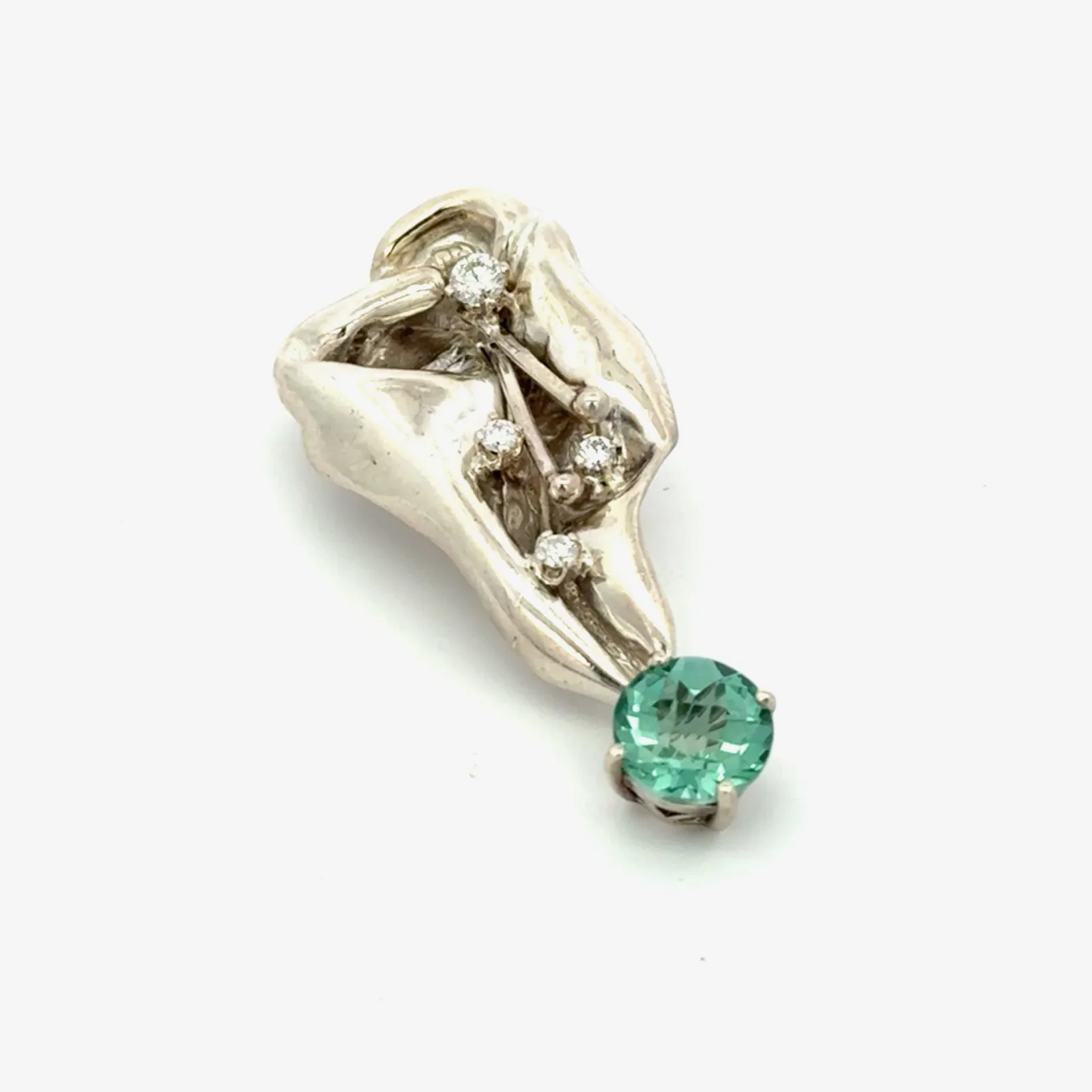 PI SS Para Iba Spinel (Lab created) Pendant in Sterling with Moissanite accents by Sharon Teaman — view 5