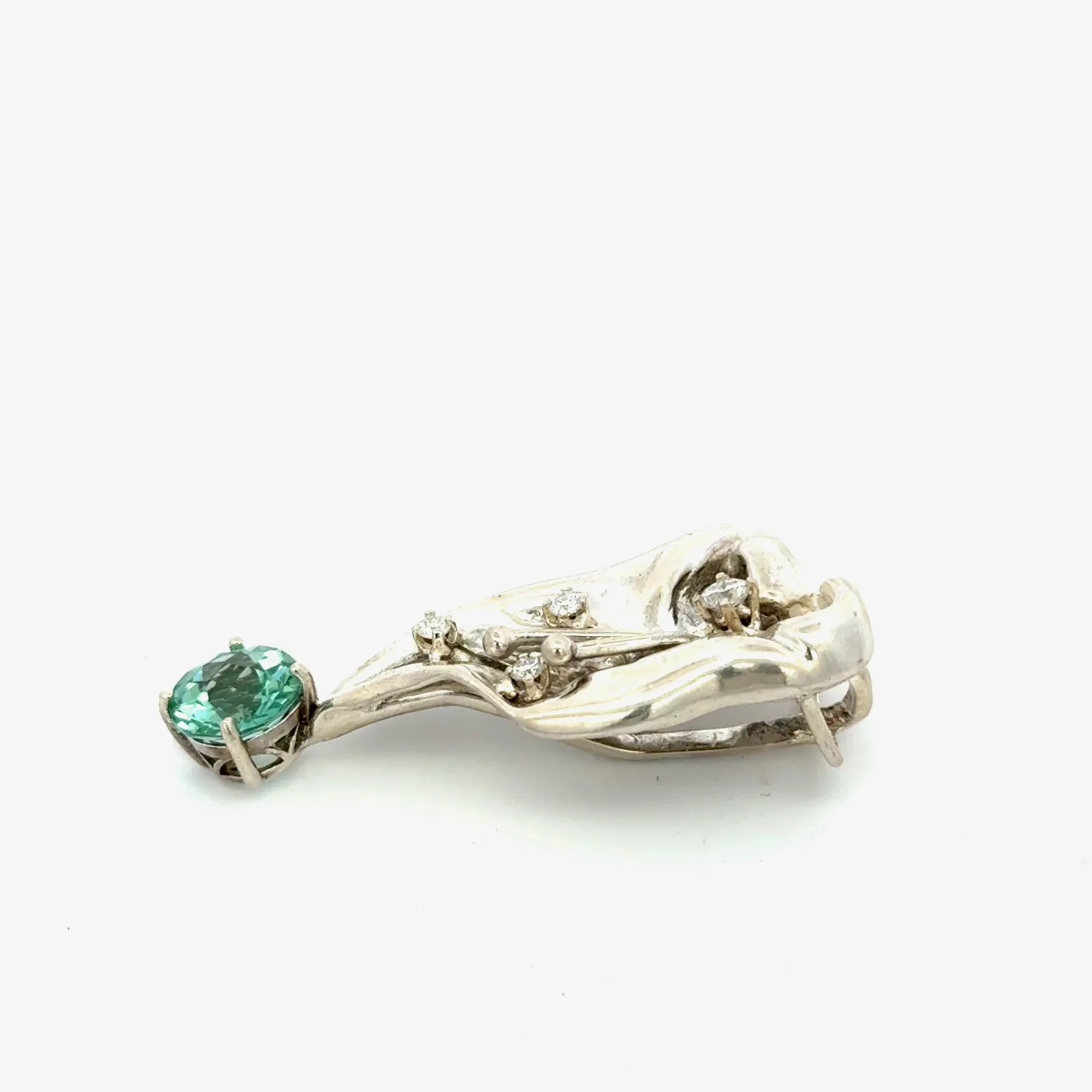 PI SS Para Iba Spinel (Lab created) Pendant in Sterling with Moissanite accents by Sharon Teaman — view 6
