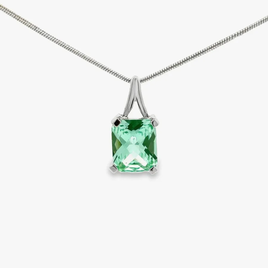 PI SS Para Iba Spinel (Lab Created) Rectangle Faceted Checkerboard cut Crescent Pendant Sterling Silver by Sharon Teaman