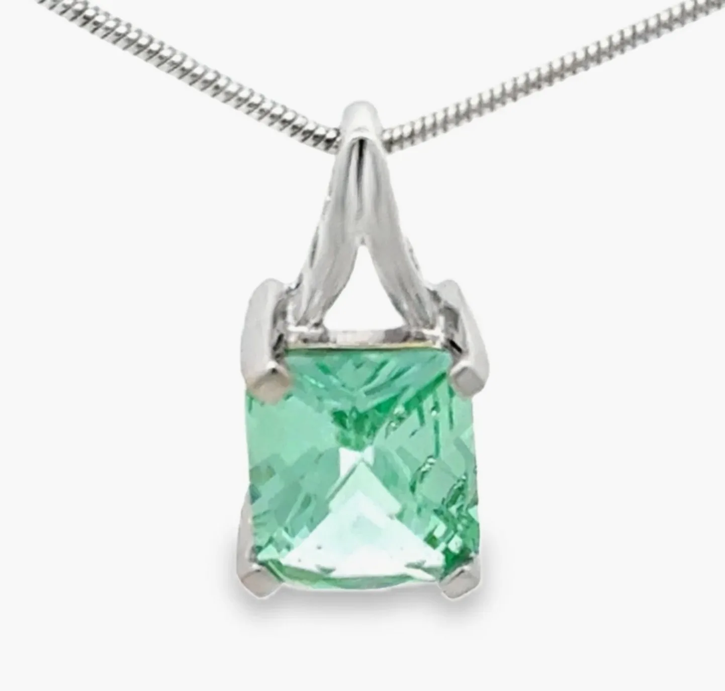 PI SS Para Iba Spinel (Lab Created) Rectangle Faceted Checkerboard cut Crescent Pendant Sterling Silver by Sharon Teaman — view 6