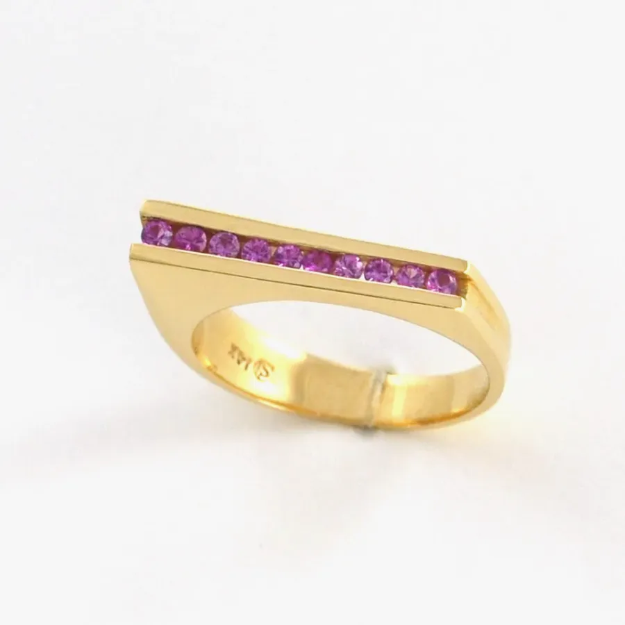 Pink Sapphire Channel Band - Solid Channel set with 10 Round brilliant cut Pink Sapphires by Sharon Teaman