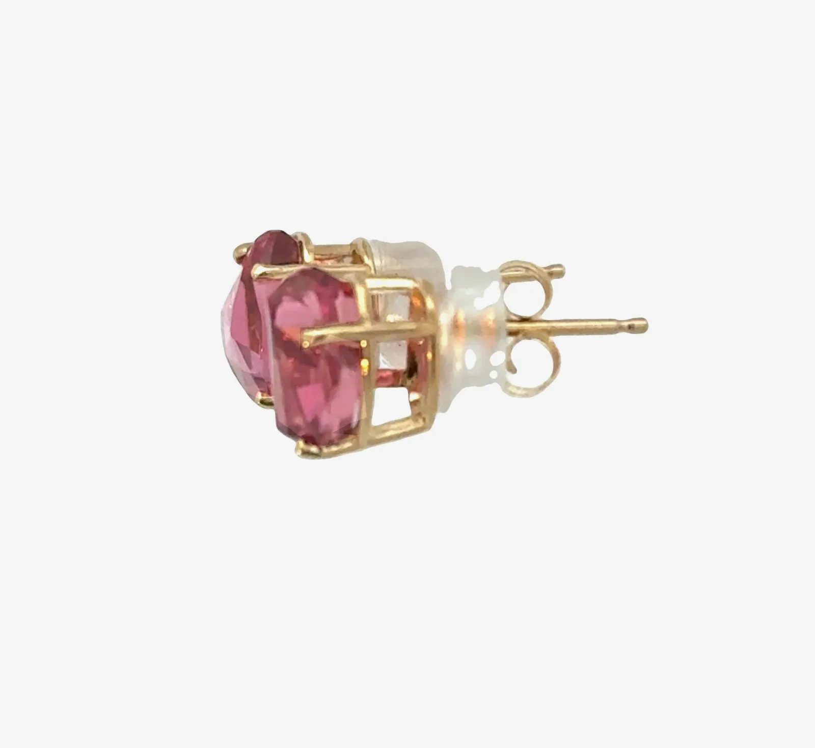 Pink Tourmaline Handcut Crystal Studs - 9.5 x 9.0 mm 14k Yellow by Sharon Teaman — view 2